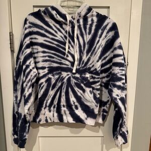 NWOT Lucky Brand Tie-Dye Hoodie w/ Front Pocket - Blue/White